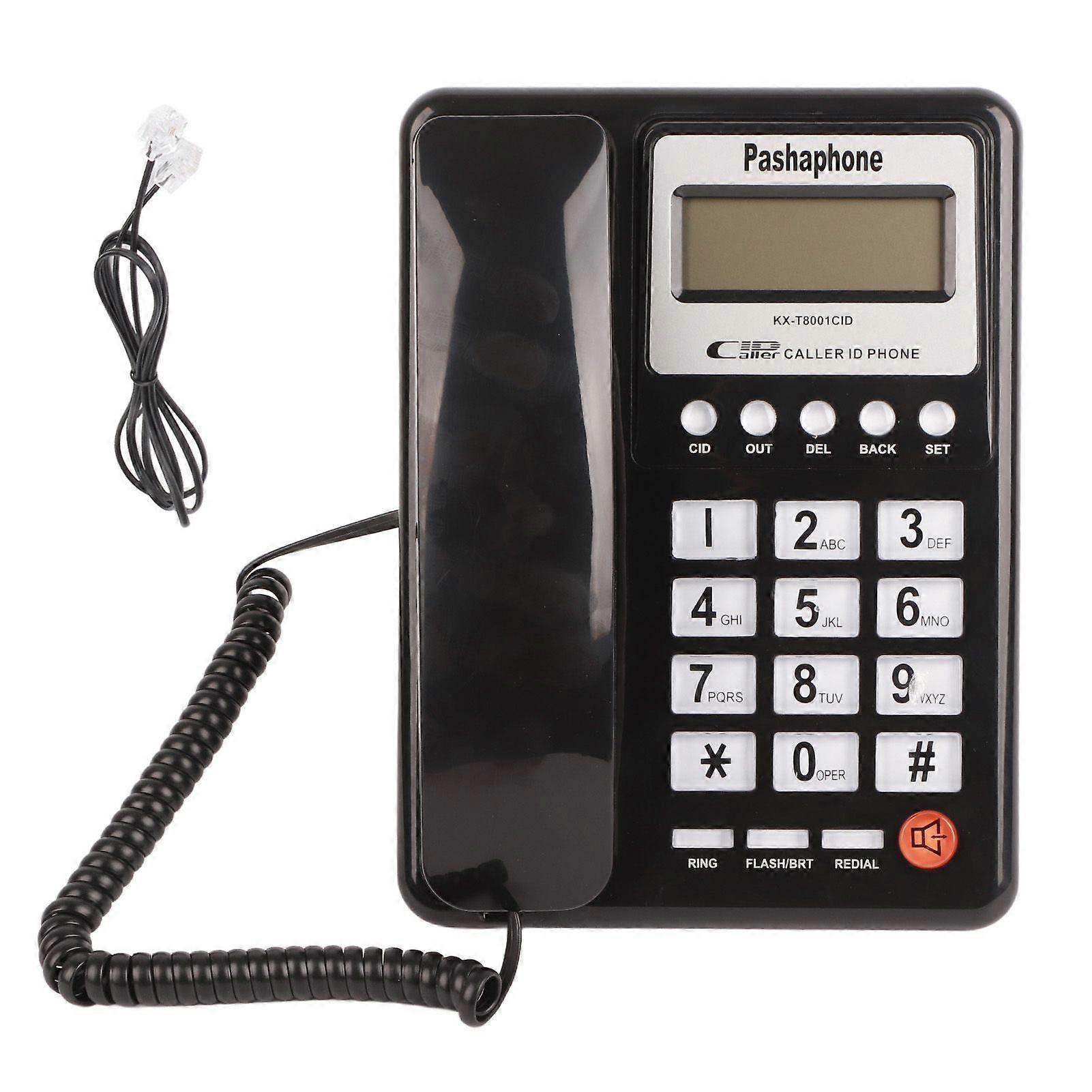 KXT8001CID Desktop Wired Phone Home Hotel Fixed Telephone with LCD Display Redial Function FSK DTMF(Black )