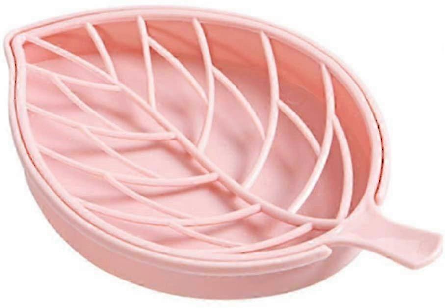 Leaf Shape Soap Holder, Non-Slip Draining Soap Box for Bathroom Shower, Pink