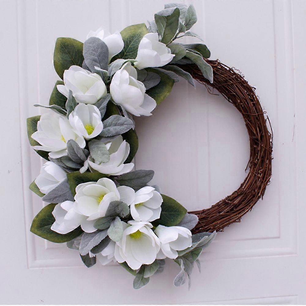 Minglan High-quality garland, artificial magnolia garland, door decoration, artificial flower - white magnolia garland
