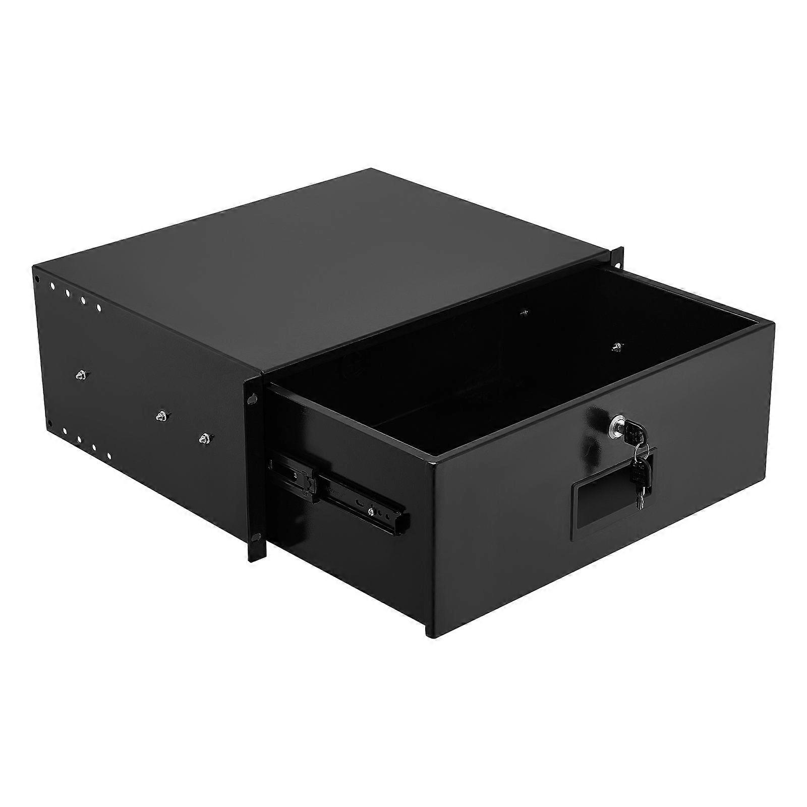 4U Rack Mount Drawer, 22.68 kg Max Load-Bearing, Lockable Server Cabinet Case, with Lock and Cable Management Holes