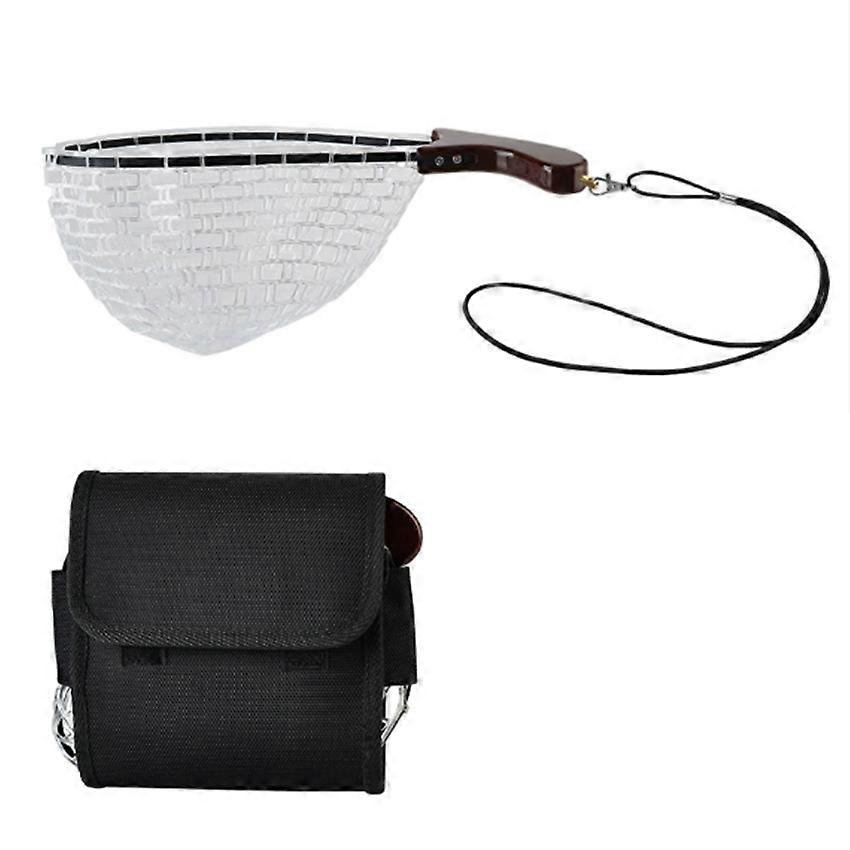 Stream Fishing Net Set with Folding Wooden Handle and Silicone Net Bag for Catching Small Fish