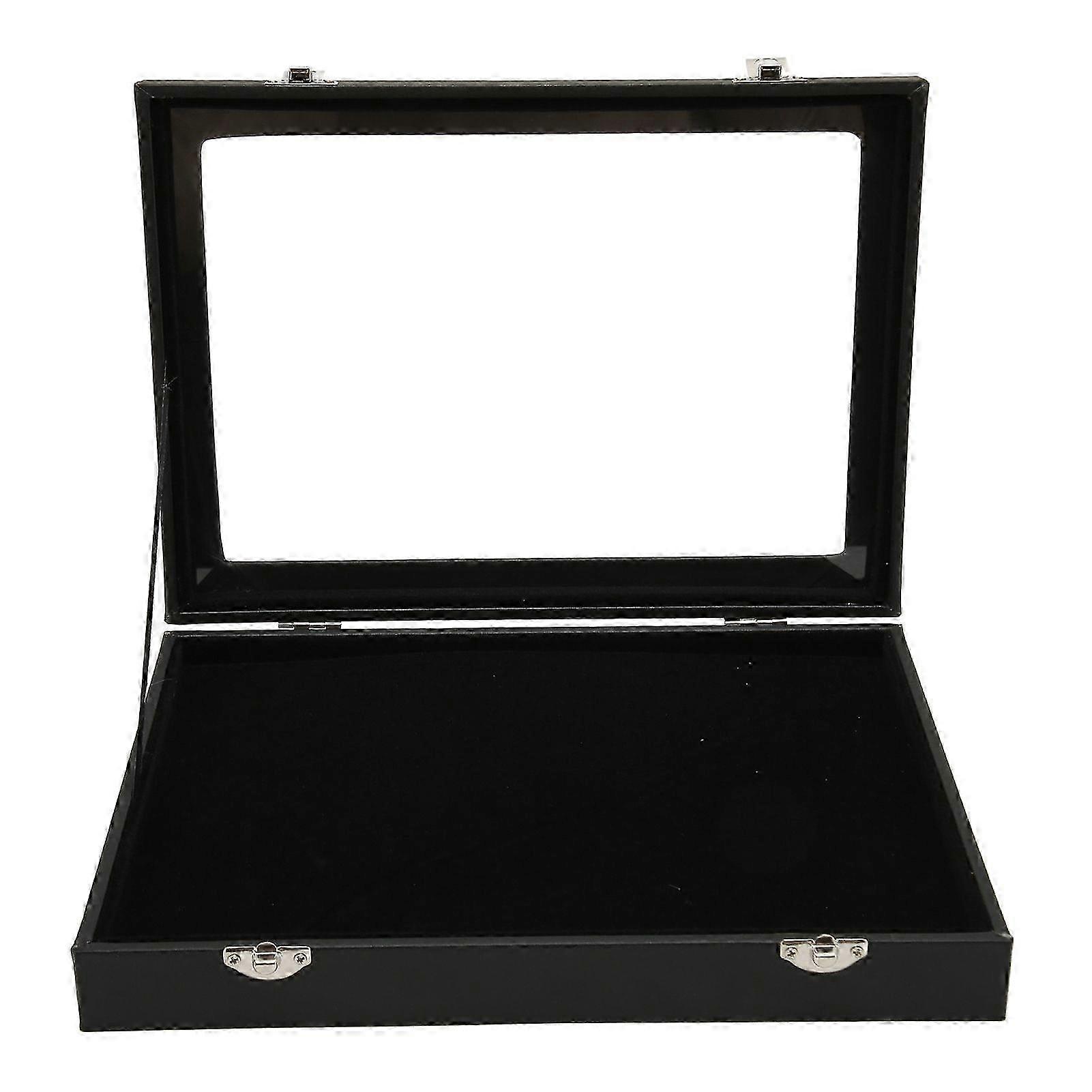 Pin Display Case Dustproof Transparent Glass Lid Badge Storage Box with Lock Buckle for Brooch Bar Jewelry Collection M