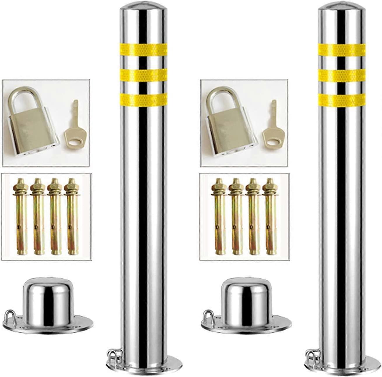 Stainless Steel Security Bollard For Driveway, Reflective Parking Pole, Fixed, Easy Installation Parking Ber Post