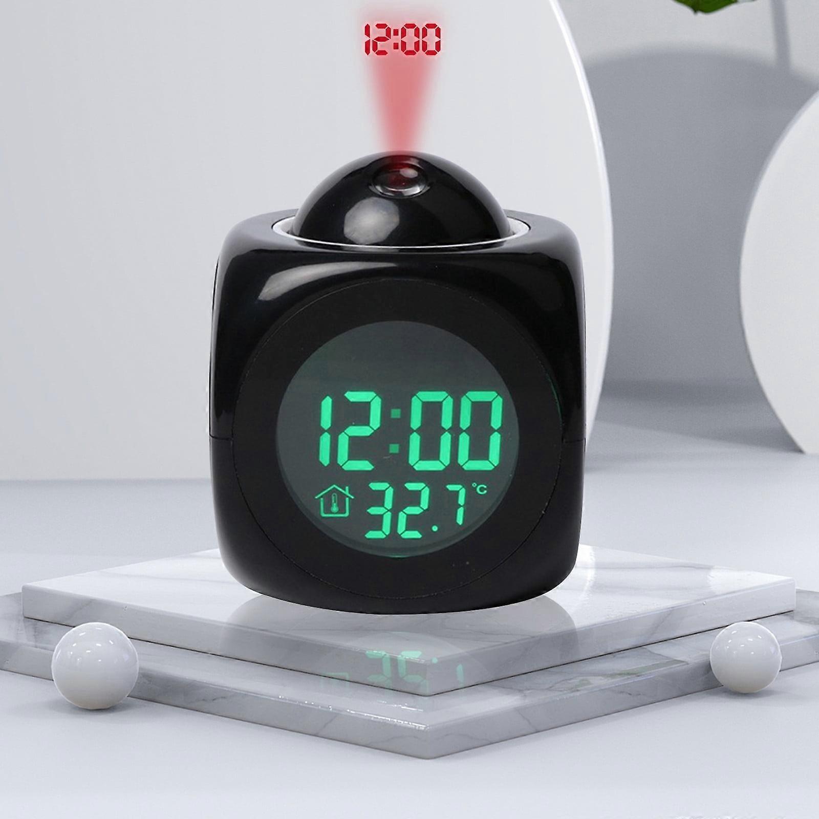 YgkuHd Projection Digital Alarm Clock with Weather Station, LCD Wall Clock with Temperature, Colorful LED Display