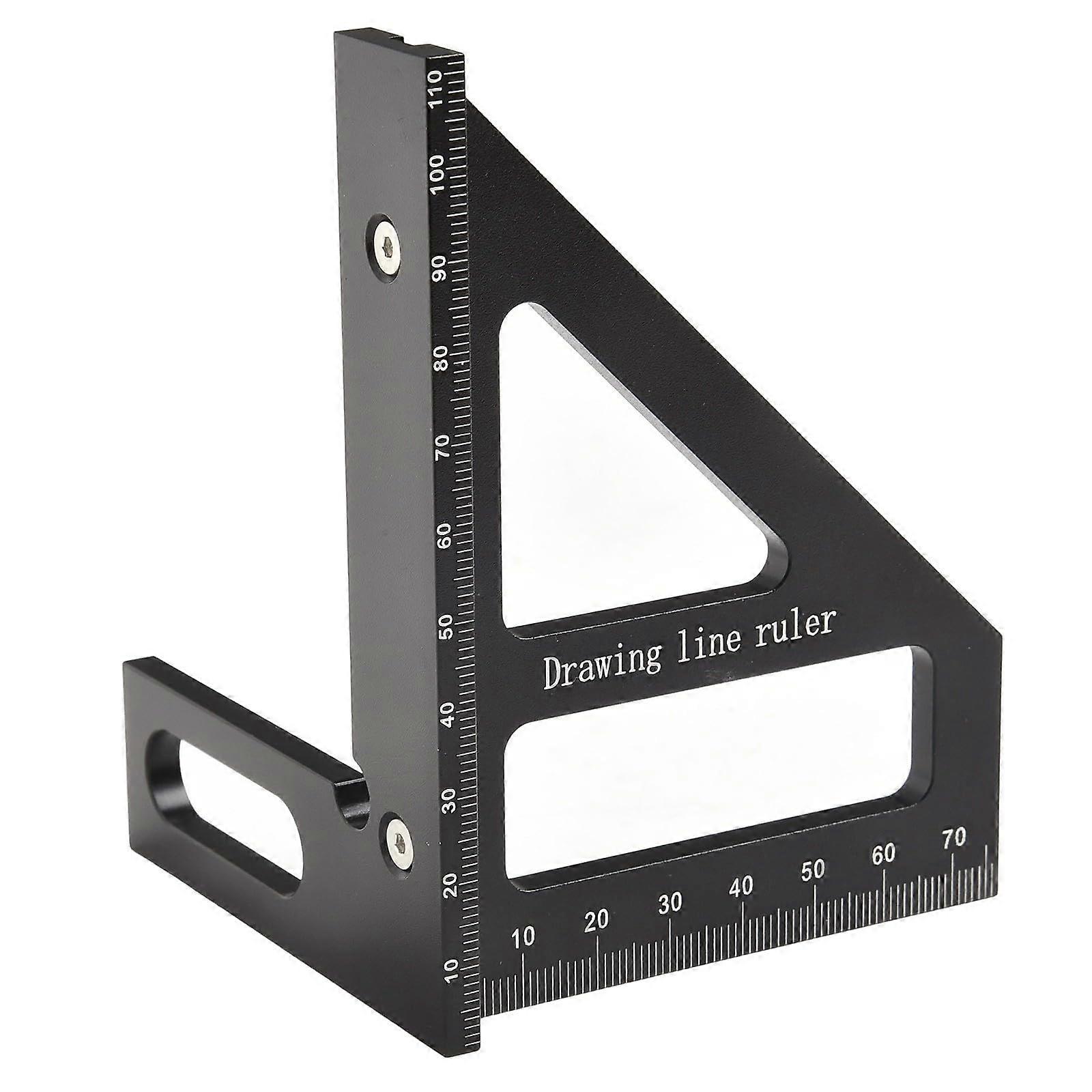 Aluminium Alloy Woodworking Triangle Protractor Angle Measuring Ruler With 45 Degree And 90 Degree Markings Layout Tool