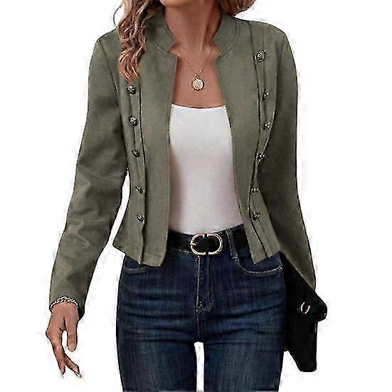 25-26 Yousheng Spring Auutmn Lady Coat Double-breasted Stand Collar Buttons Slim Fit Long Sleeves Retro Style Cardigan Daily Wear Outdoor Ja