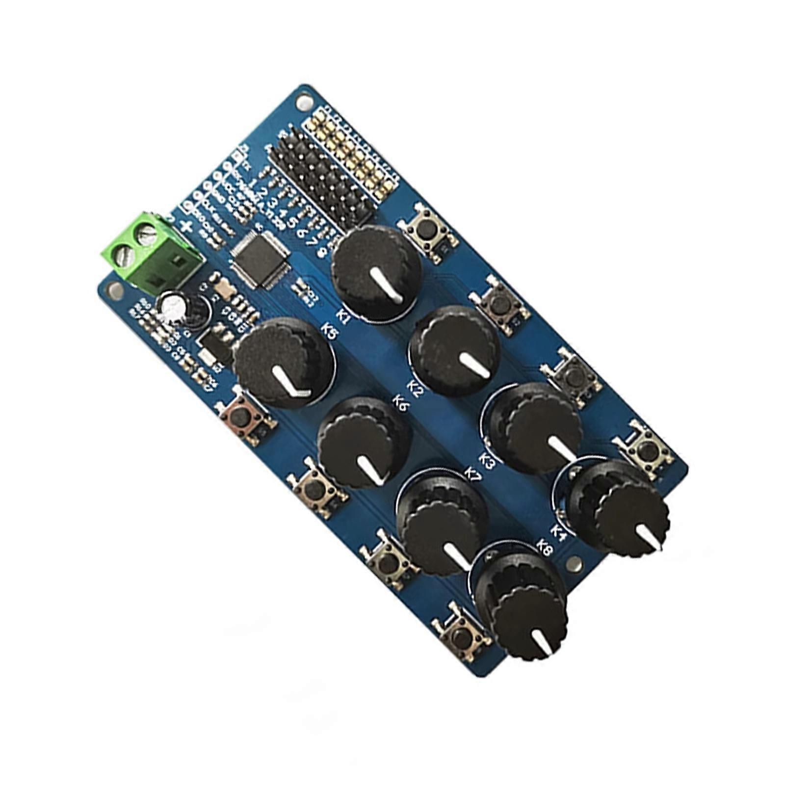 Programmable 8Path Servo Controller Debugging Board Servo Control Panel with Rotary Knobs for Robot Enthusiasts Project Multicolor