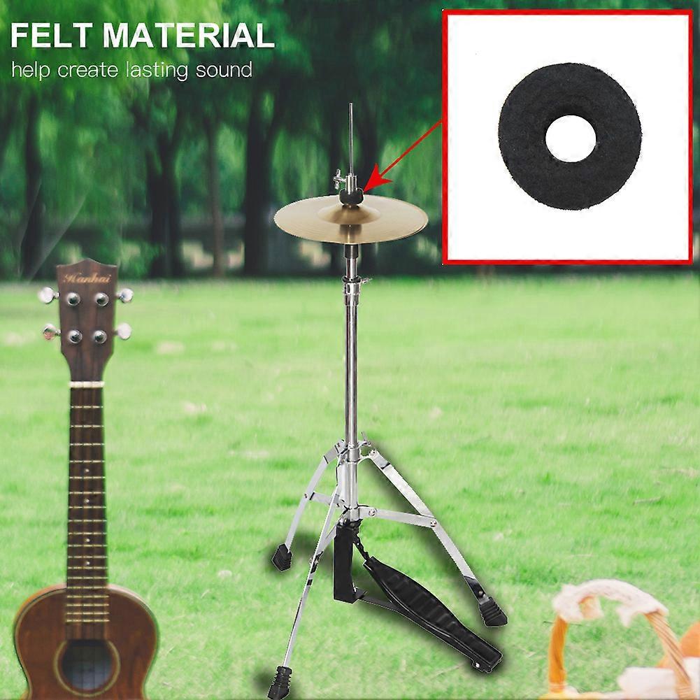 10pcs Drum Cymbal Felt Pads Set Replacement Parts Black Accessory