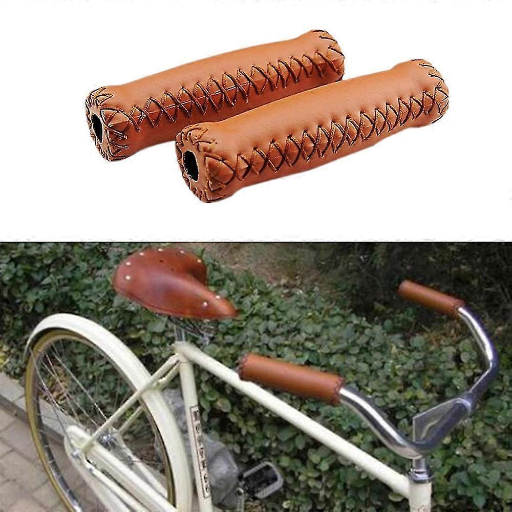 Sykling Vintage Sykkel Håndtak Folding Folding Retro Sykling Grep Lær Sykkel