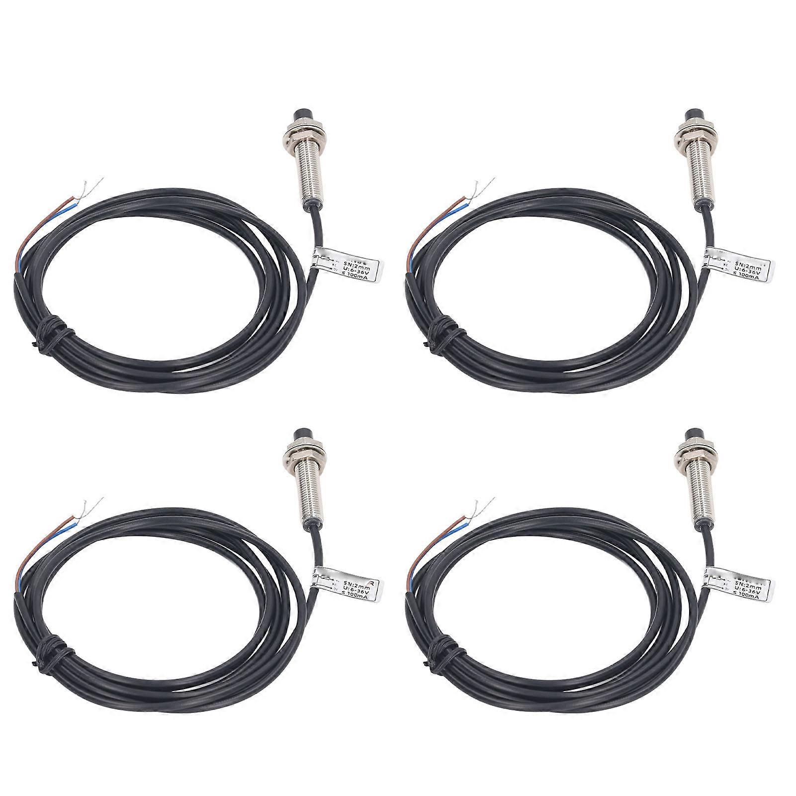 4 Sets 8mm Proximity Sensor Inductive Proximity Switch NPN 2 Wire NC Contact 6‑36VDC 2mm Detection Distance