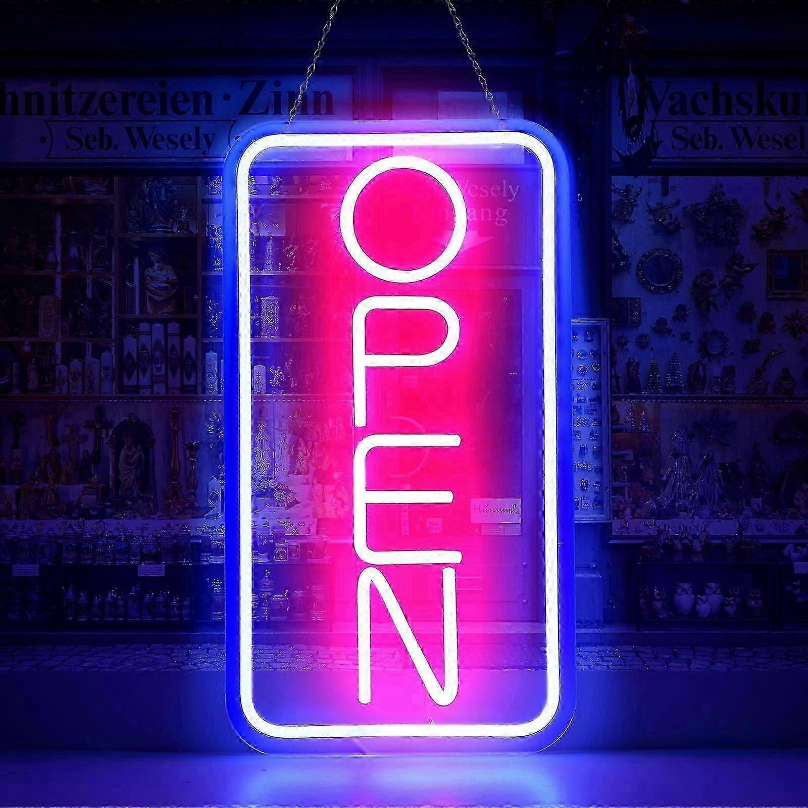 Led Neon Open Signs for Business 42 x 22 Cm USB Powered Adjustable Brightness Open/Closed Hour Sign Vertical