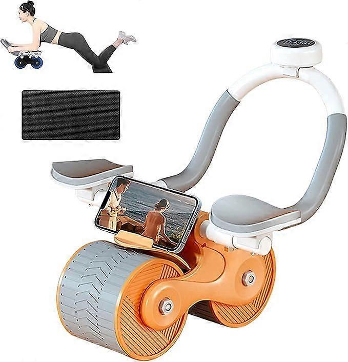 Abs Roller Wheel with Timer, Abdominal Exercise Roller Elbow Support, Automatic Rebound Abdominal Wheel Core exercise equipment for Newbies, with Knee