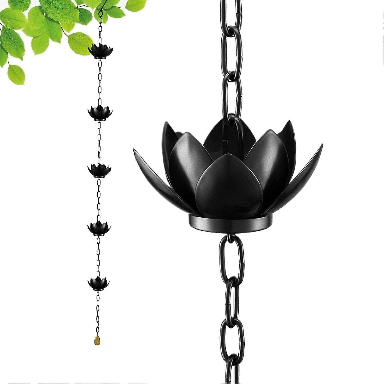 Rain Chain Lotus Style Decorative Yard Rain Catcher, Downspout Gutter Chain for Outdoor Front Entrance and Patio