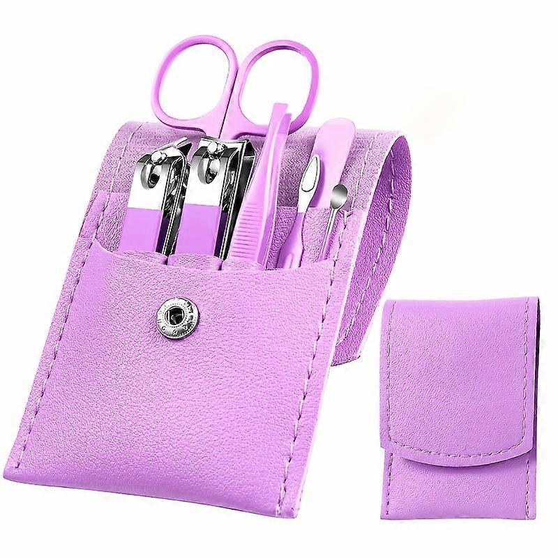 Colourful Portable Travel Case - Manicure Set with Nail Clippers, Cuticle Scissors & Nail Files - Pedicure Tools for Home