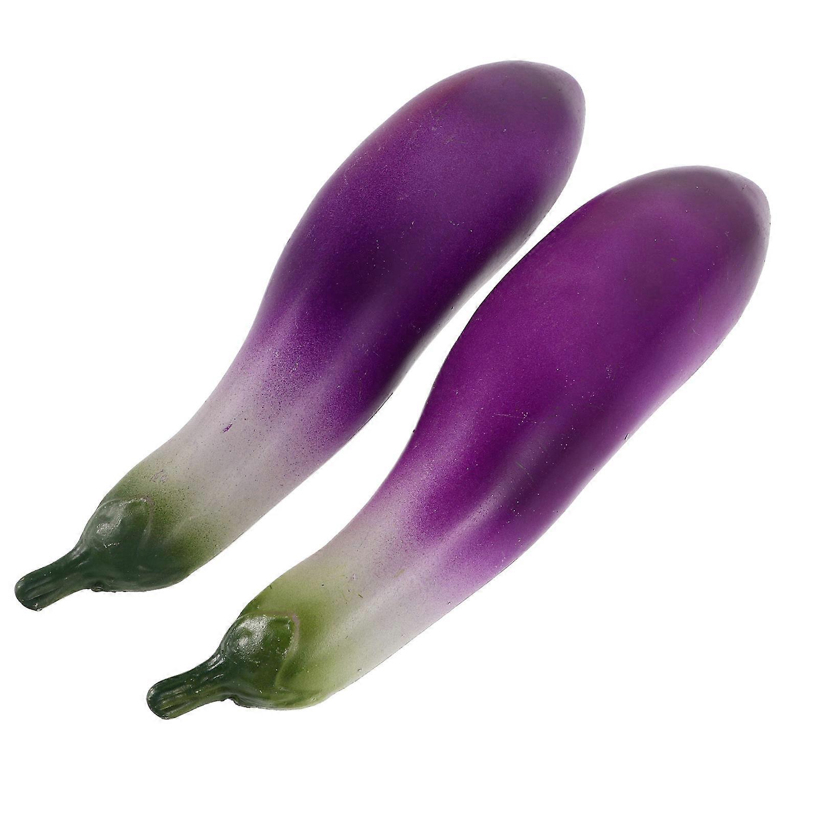 Fake Eggplant Vegetable Models for Display 2Pcs Realistic Plastic Simulation