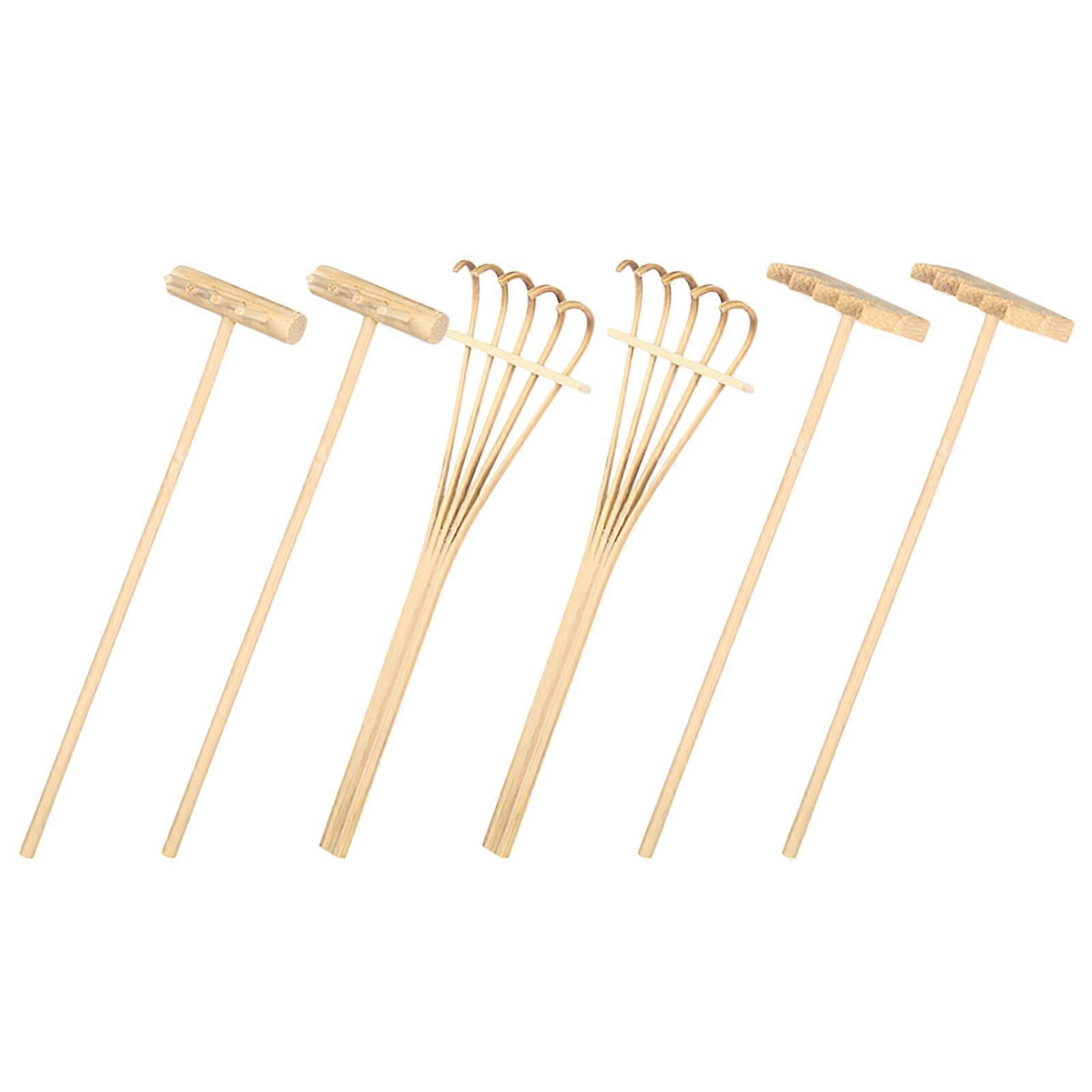 Sand Rake Mini Bamboo Garden Rake for Creativity 6Pcs Tools