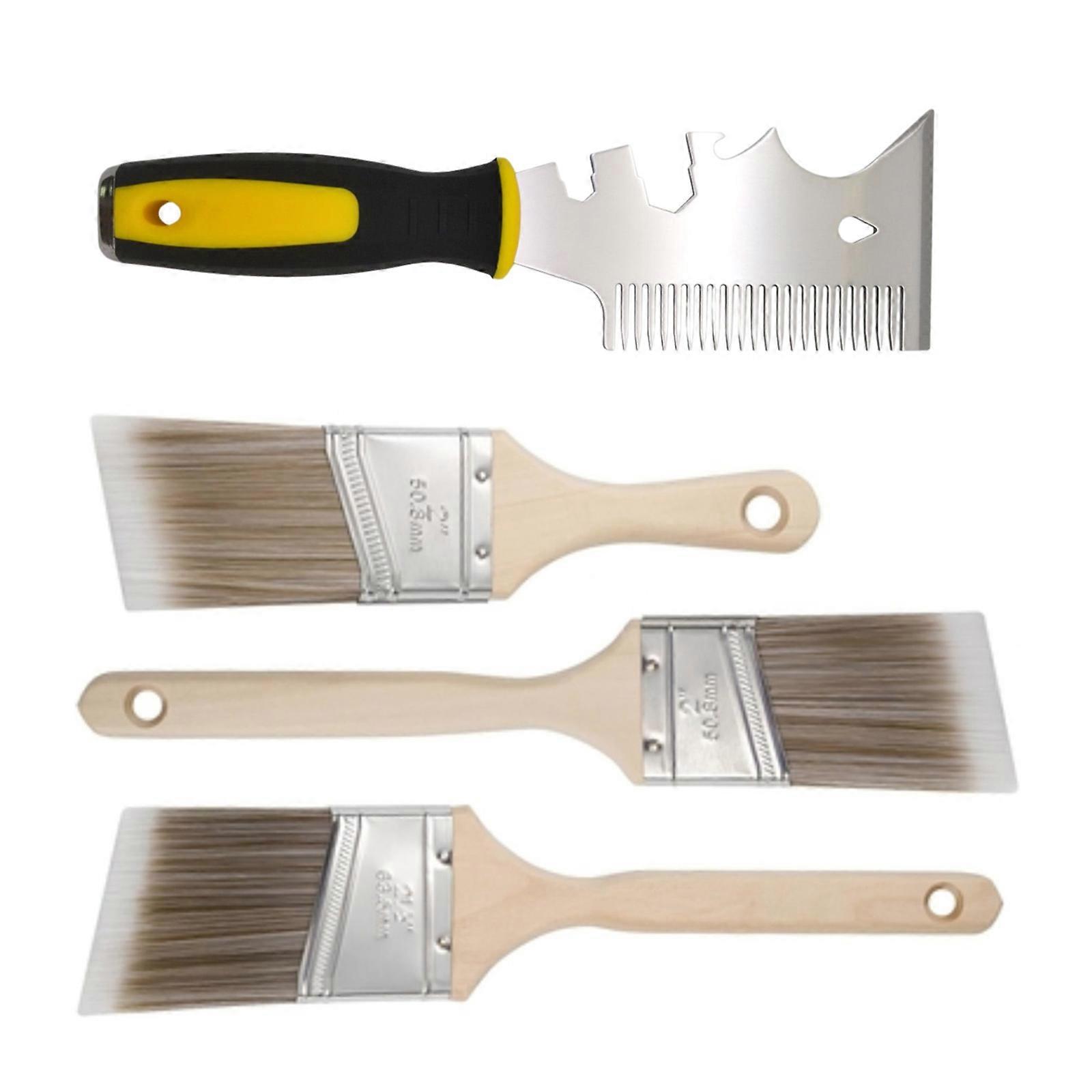 Professional Angled Paint Brush Set with 2.5 Inch Synthetic Bristles & Ergonomic Handle for Precise Edges Corners Use Multicolor