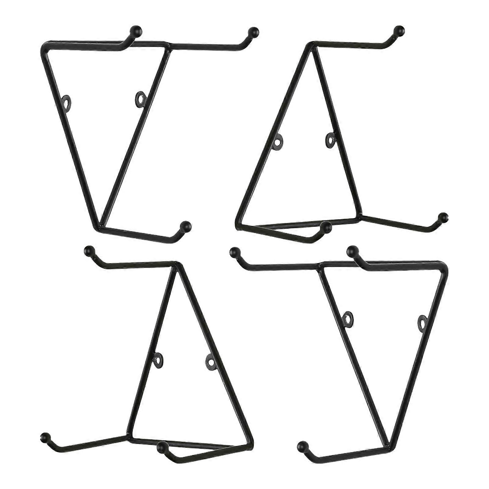 4 Pieces Iron Wall Cup Holder Triangular Shape Quick Mounting Holds Multiple Mugs Cups Multicolor