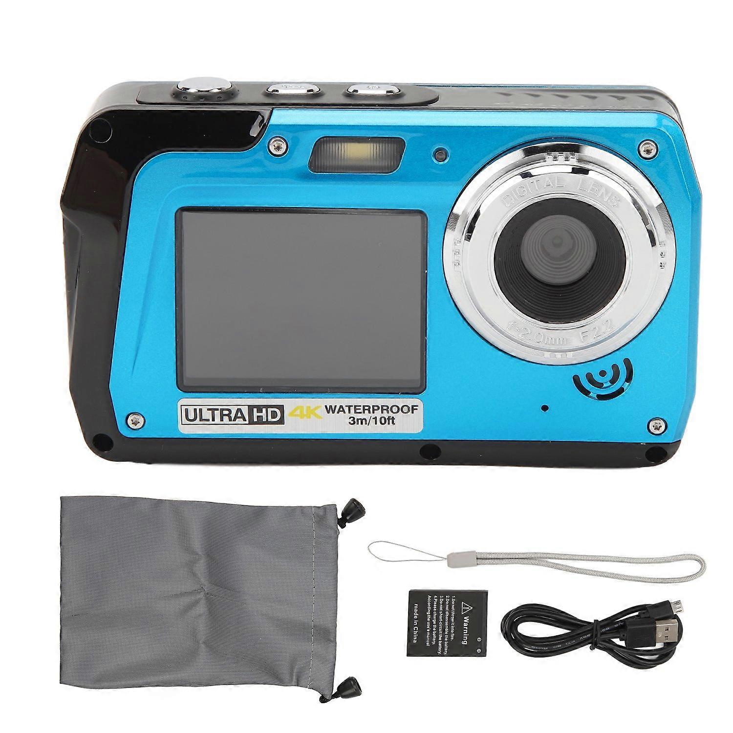 Dual Screen Digital Camera 56MP 18X Video Recording Camera Built in Microphone 10ft Waterproof