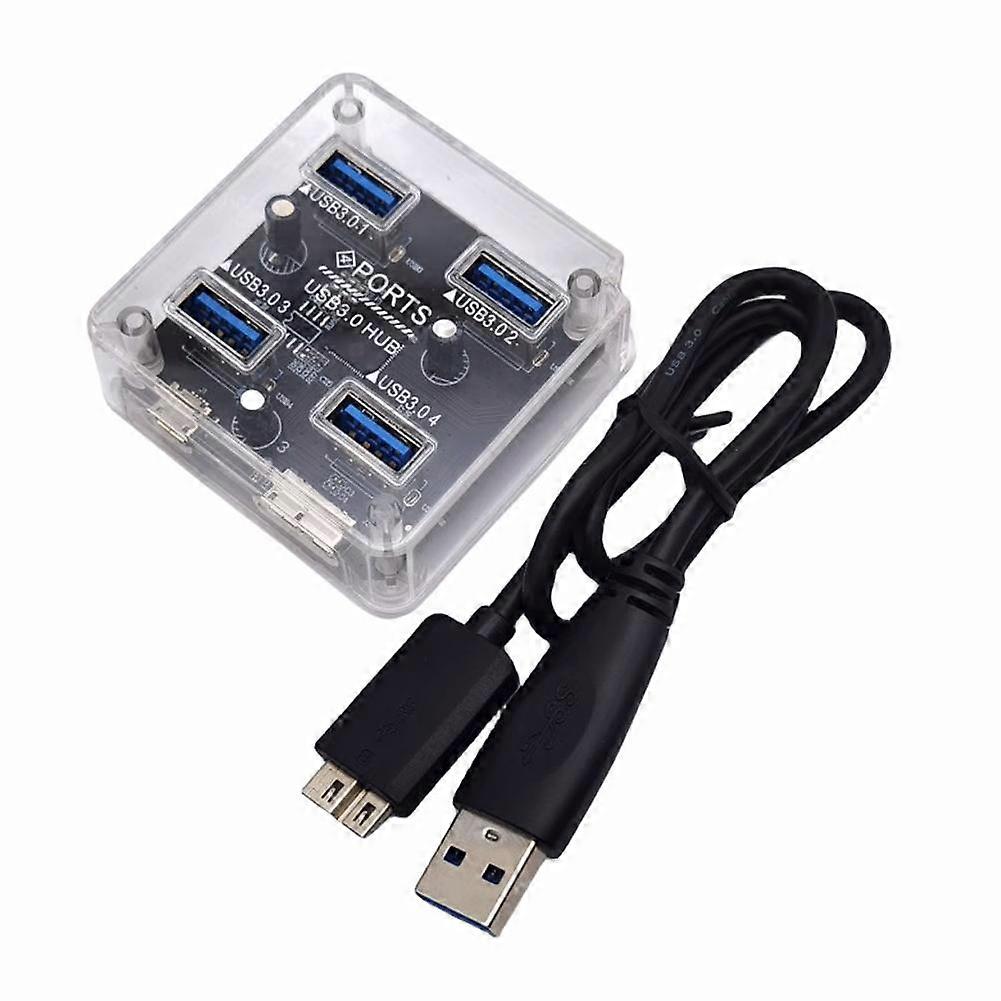 Transparent USB C Hub 4 Port Expander with High Speed Data Transfer for Laptop Tablet Office and Home Use