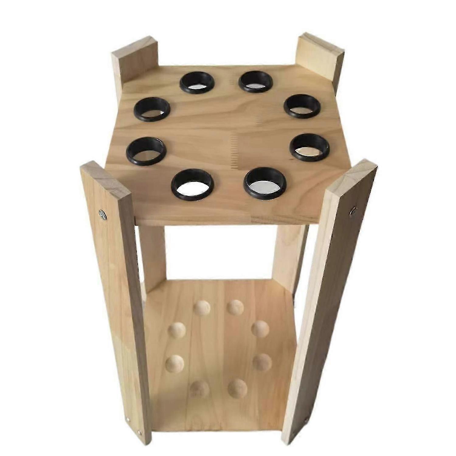 Solid wood pool cue rack square 8 hole floor standing rod holder for billiard