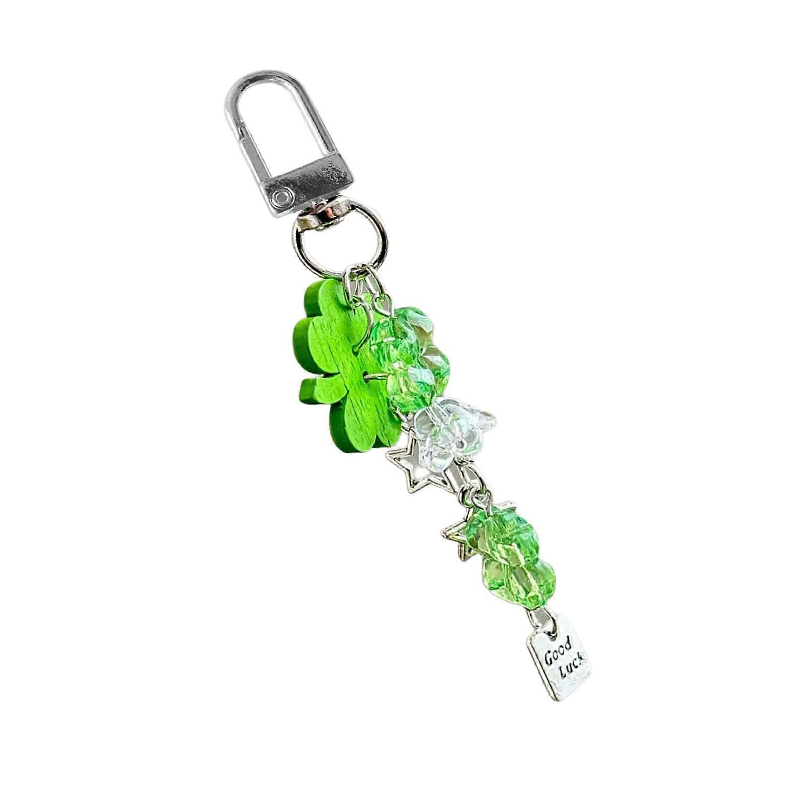 Sturdy Beaded Clovers Keychain Attractive Phone Adornment Ideal for Trendsetters and Individualistic Decors Multicolor