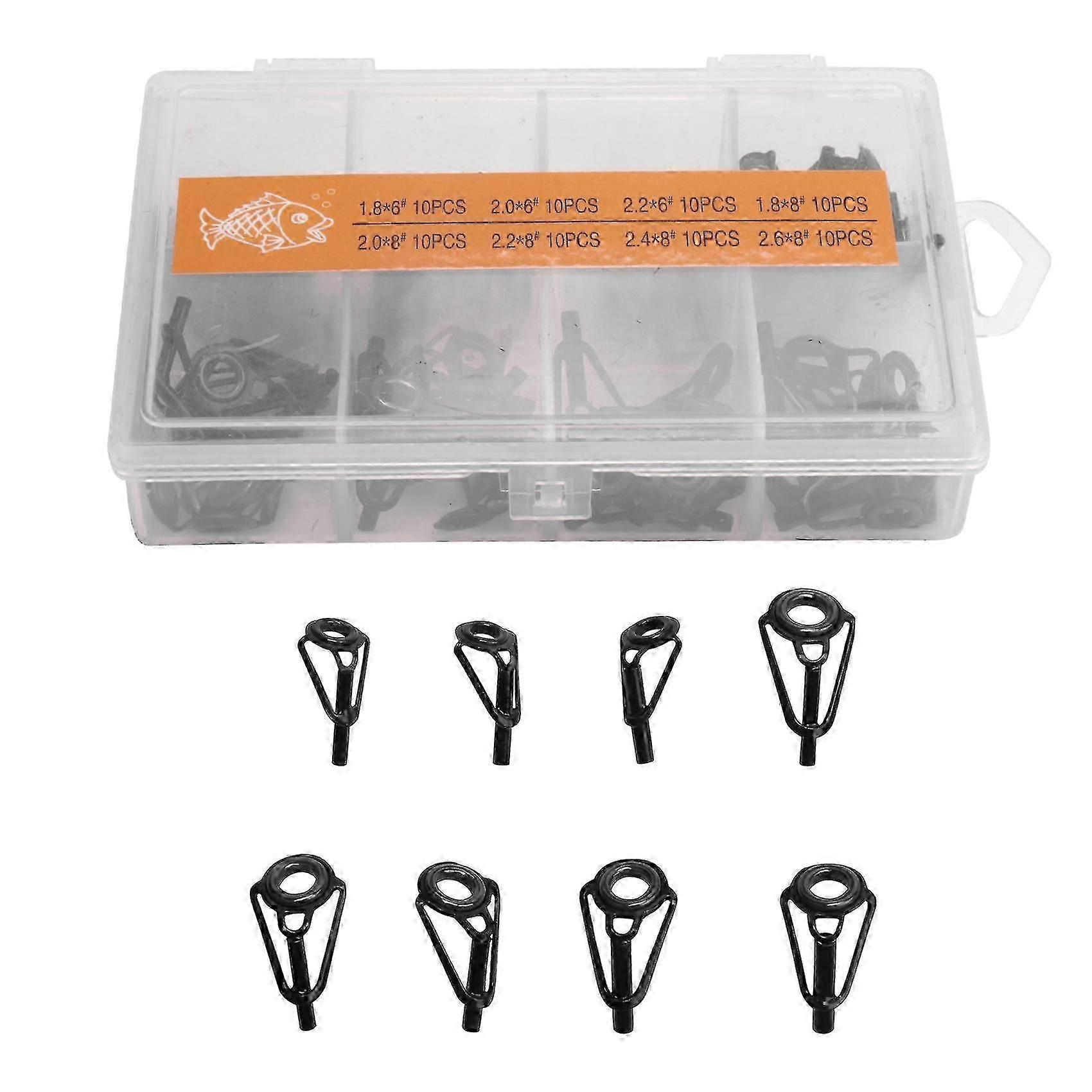 80 db horgászbot hegyjavító készlet rozsdamentes acél kerámia gyűrű vezetőtippek Rúdvezető csere Tip-haoyi