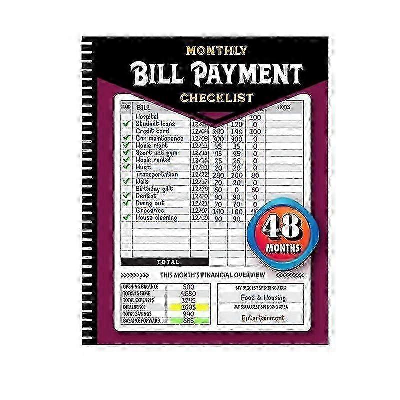 f Bill Payment Management Book, Monthly Bill Payment Checklist, Bill Tracker Note