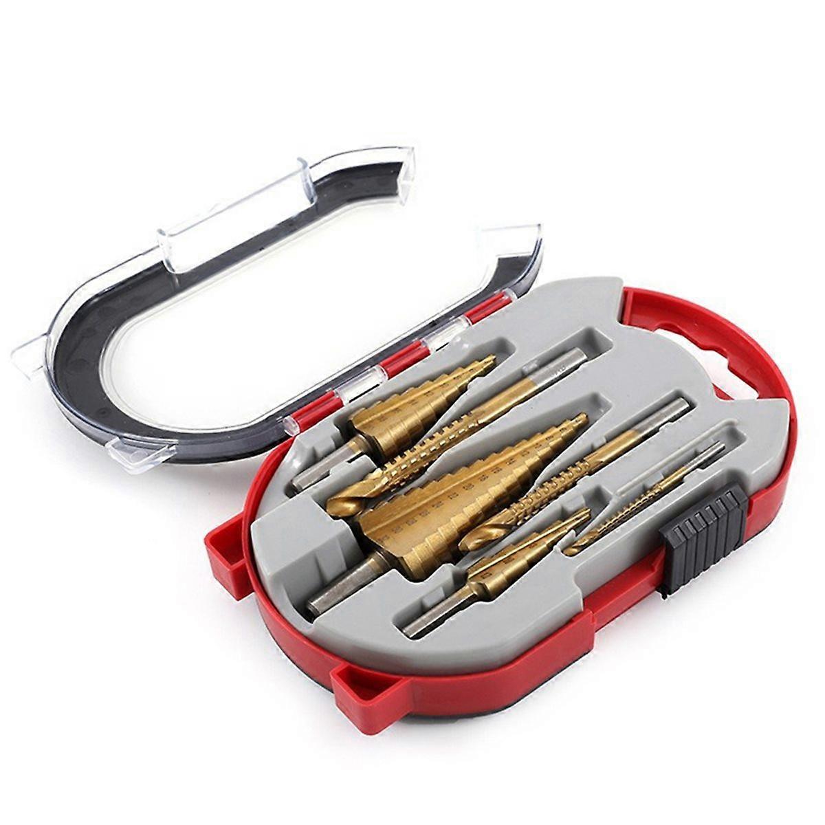 6 Pcs Step Drill Bit Set for Metal Woodworking Efficient Core Hole Opener Milling Cutter,Woodworking