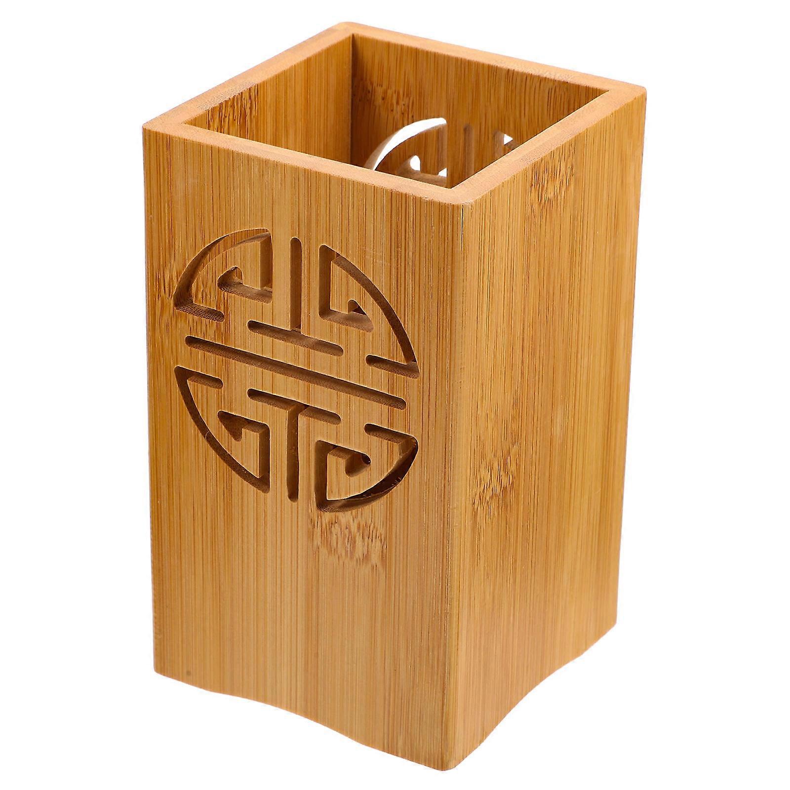 Chopstick Draining Holder Light Yellow Bamboo for Home Use, Efficient Drain and Kitchen Tool