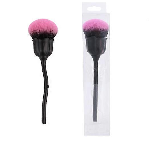 Rose Large Powder Makeup Brush with Soft Nylon Bristles and Comfortable Long Handle