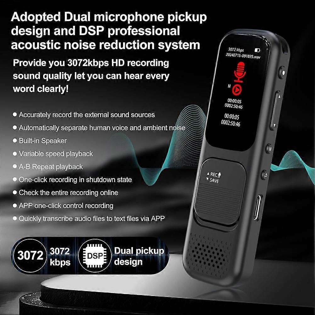 128GB Digital Voice Recorder with APP,Portable Recorder with Transcription to Text, Audio Recorder Device with Playback