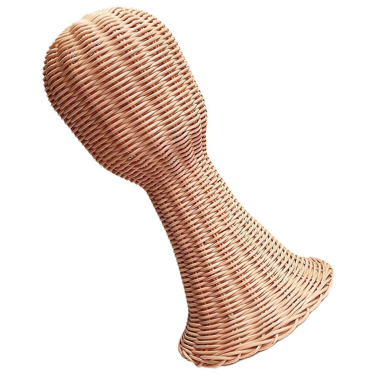 Rattan Hat Display Stand with Woven Boho Design for Home Storage and Retail Showcasing