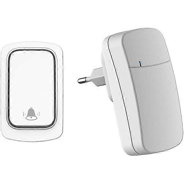Wireless doorbell without battery, range up to 200m, 38 ringtones, 3 volume levels, easy to install (white)