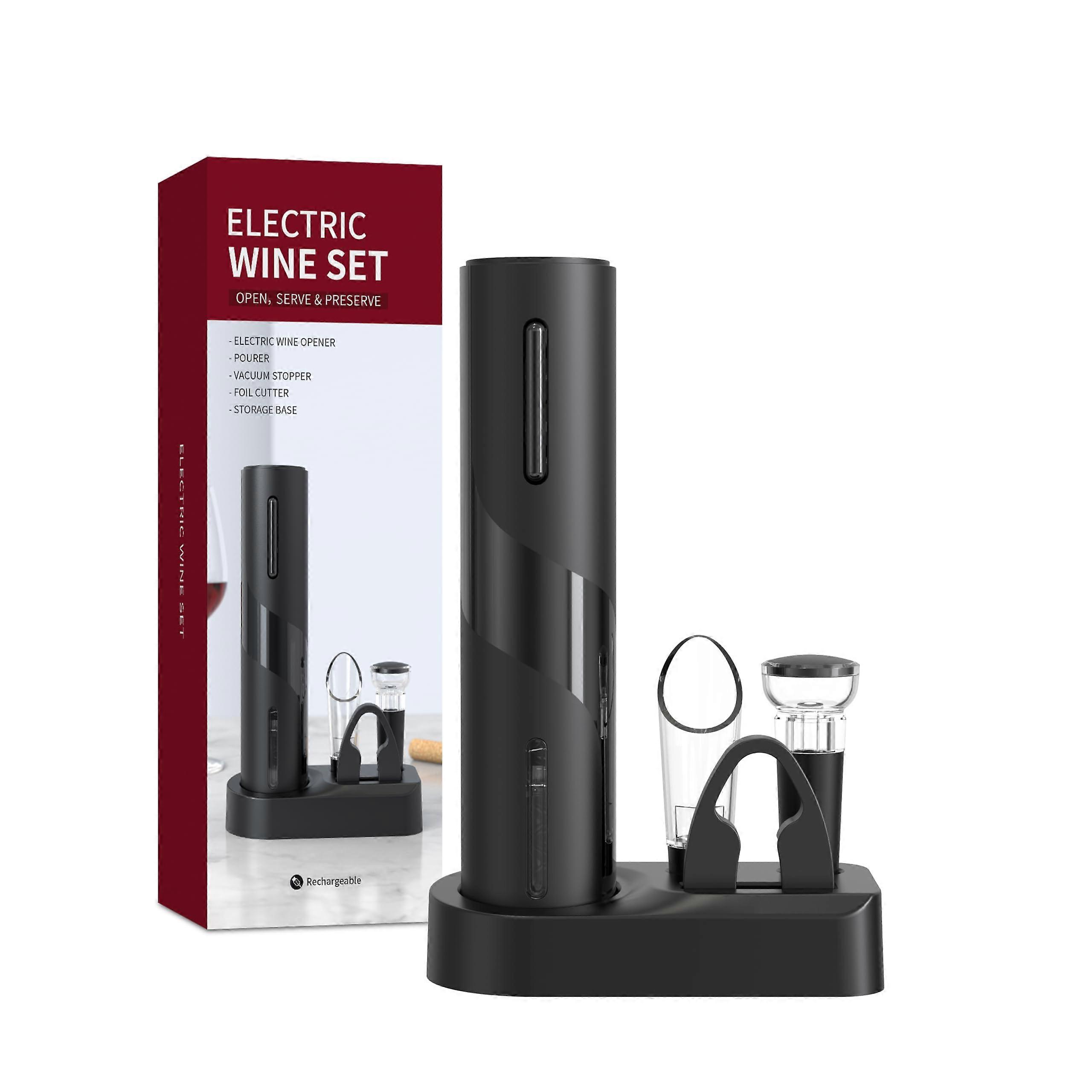 Electric Wine Opener Rechargeable Corkscrew with TypeC Port, Vacuum Stopper, Pourer and Foil Cutter Gift Set for Wine Lovers
