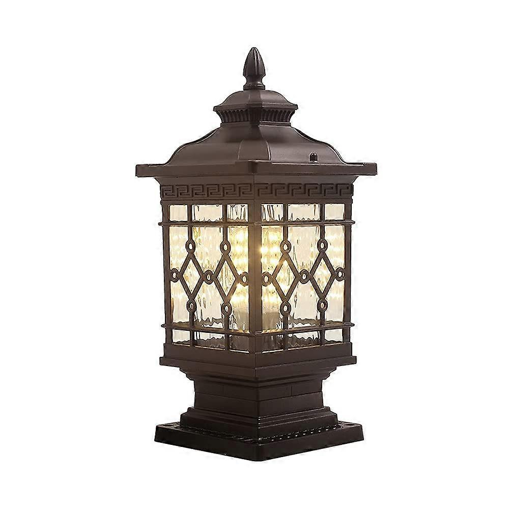 Diamond Glass Lampshade Black Finish Outdoor Post Light E27 Base Waterproof Lantern