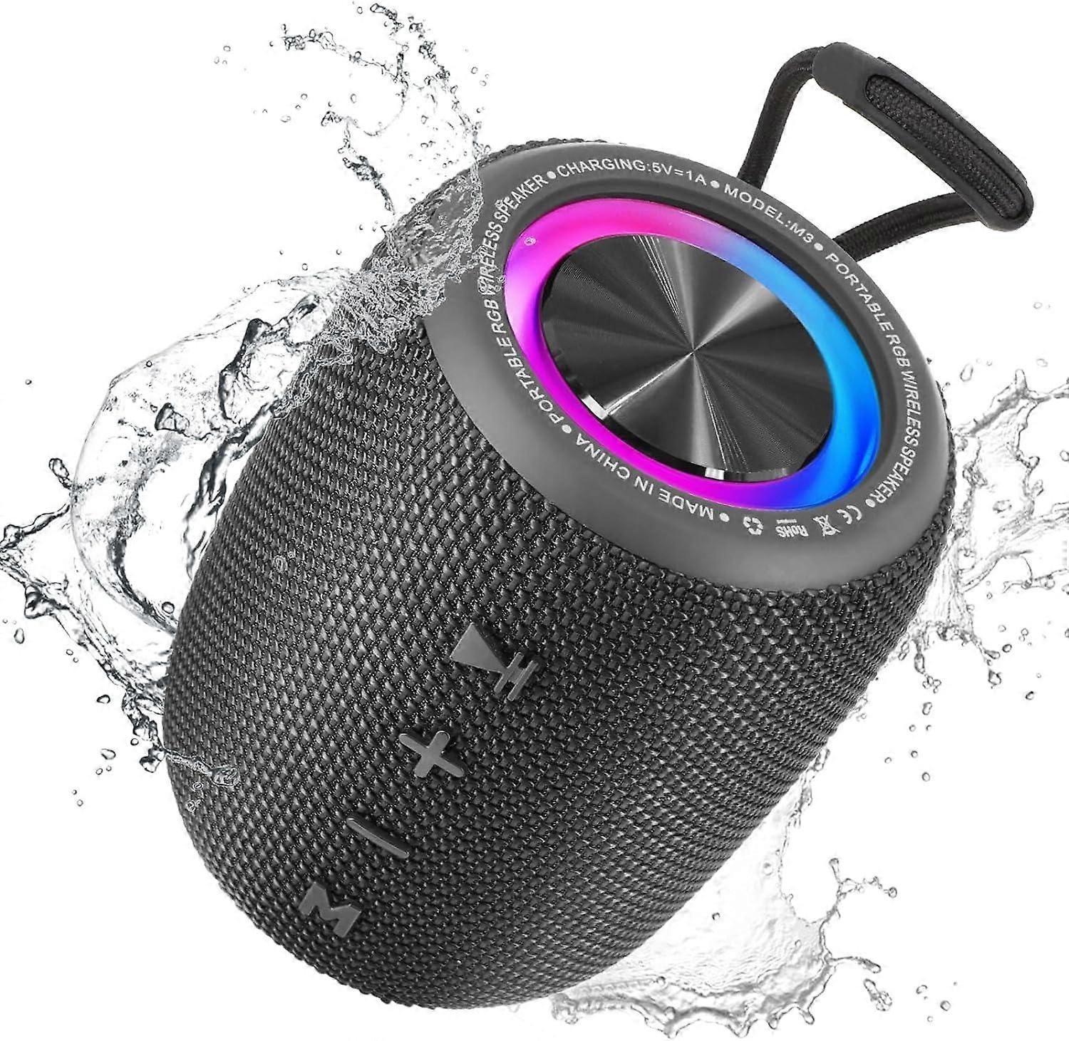 Portable Bluetooth Speaker, Wireless Speaker 20W Bass Diaphragms with Multi LED Light Dynamic Modes
