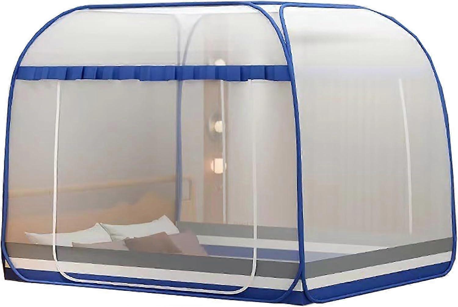 Mosquito Bed Net Foldable Breathable Canopy for Single and Double Beds Blue 1.2x2.0m