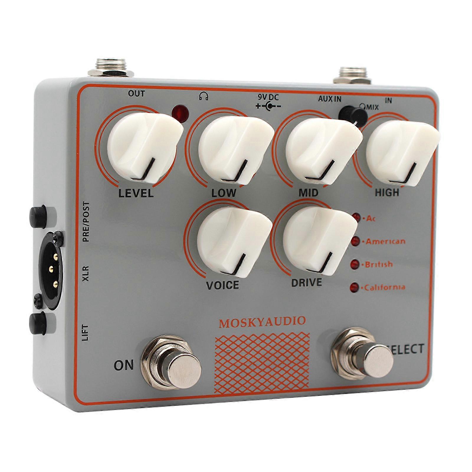 Plugs Play Auditory Device with 4 Cabinet Emulations DI Interface Headphone 1/8'' Input Easy for Quick Sound Application Multicolor