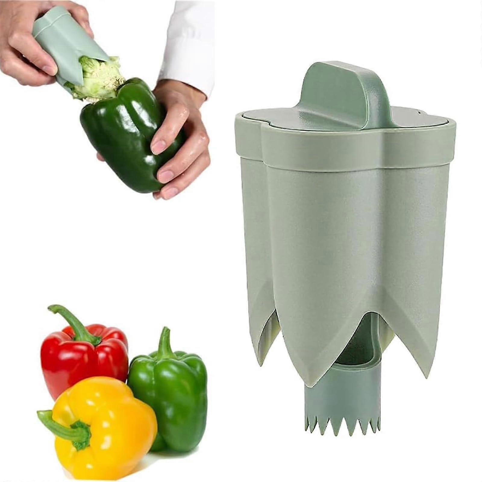 2 in 1 Bell Pepper Corer and Fruit Corer with Quick Core Removal, Ergonomic Kitchen Gadget