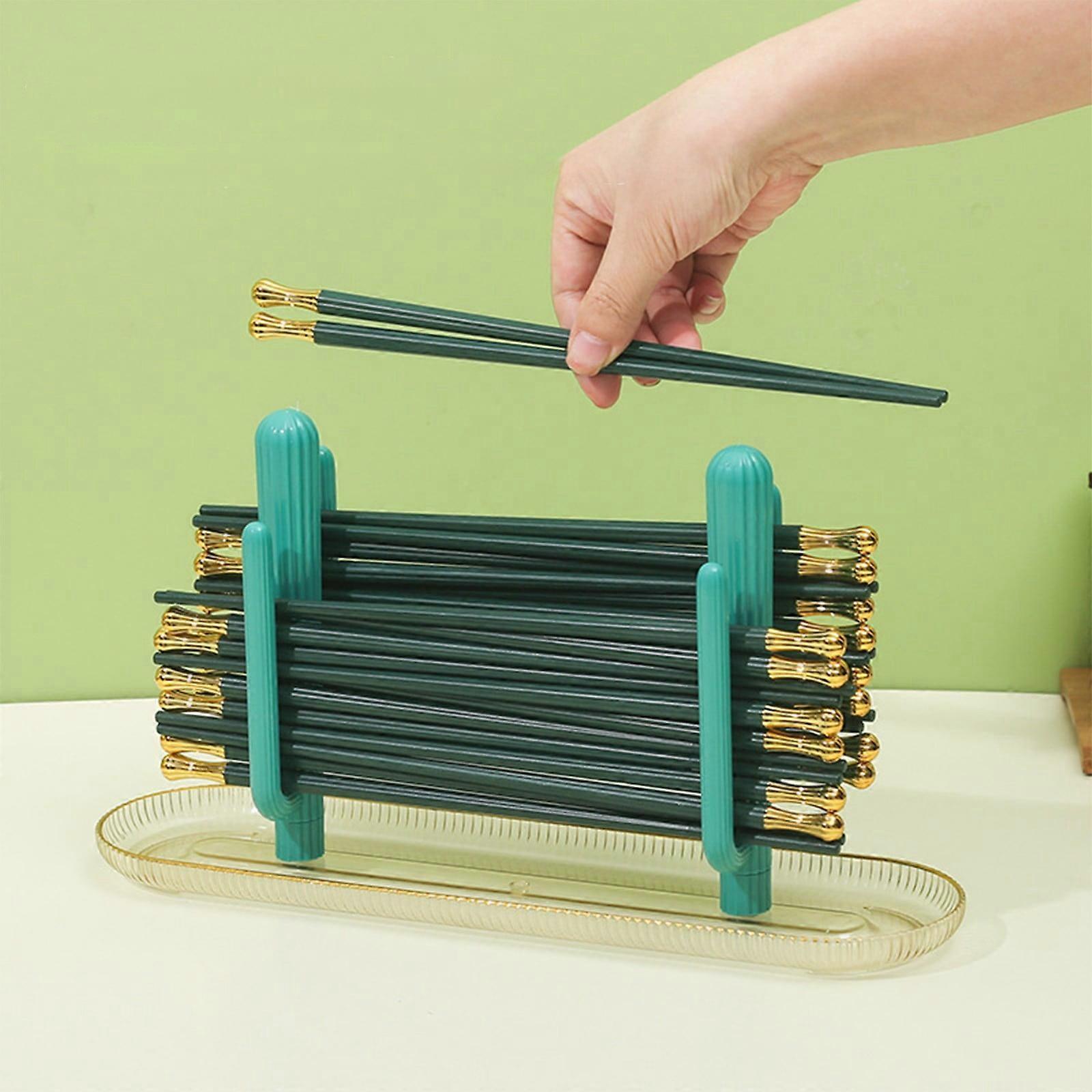 2 Pcs Rinseable Chopstick Organizer, 3.14*6.29*11.81 Inch Cactus Storage Rack with Drainage, Humidity Protected, Easy Clean, Multi Functional,