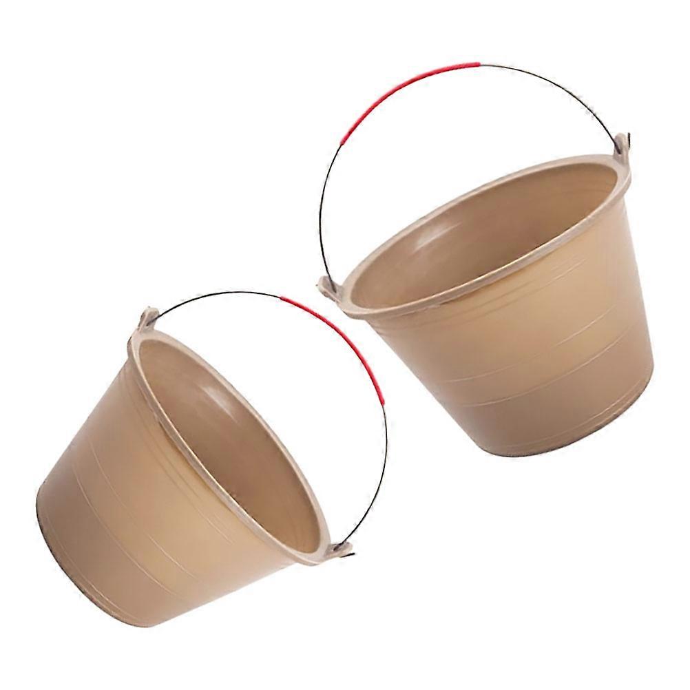 Plastic Storage Bucket for Construction Site Grey Multifunctional Lightweight with Handle 2Pcs