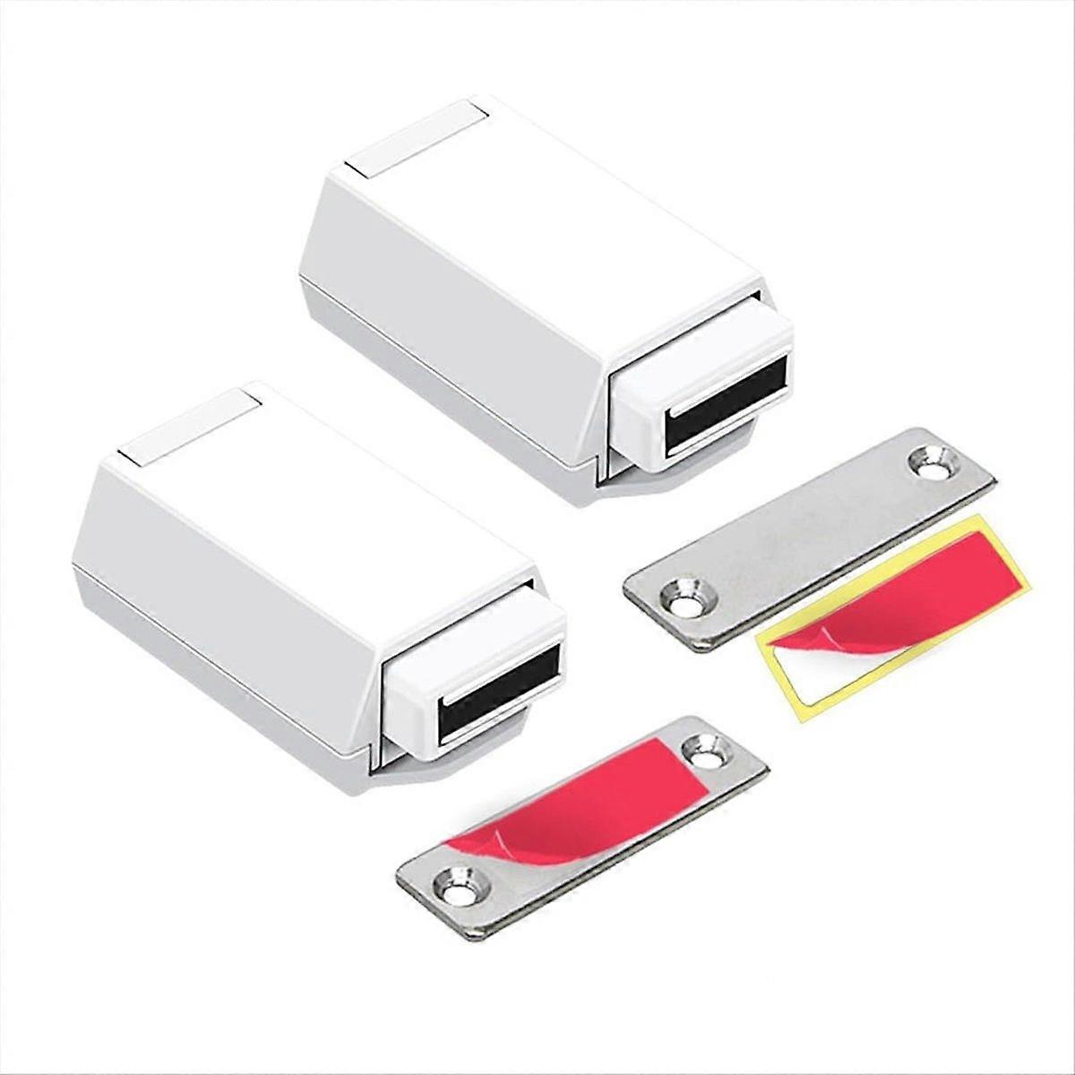 2Pcs Heavy Duty Push Latch & Lock for Hidden Door Touch Latches,White