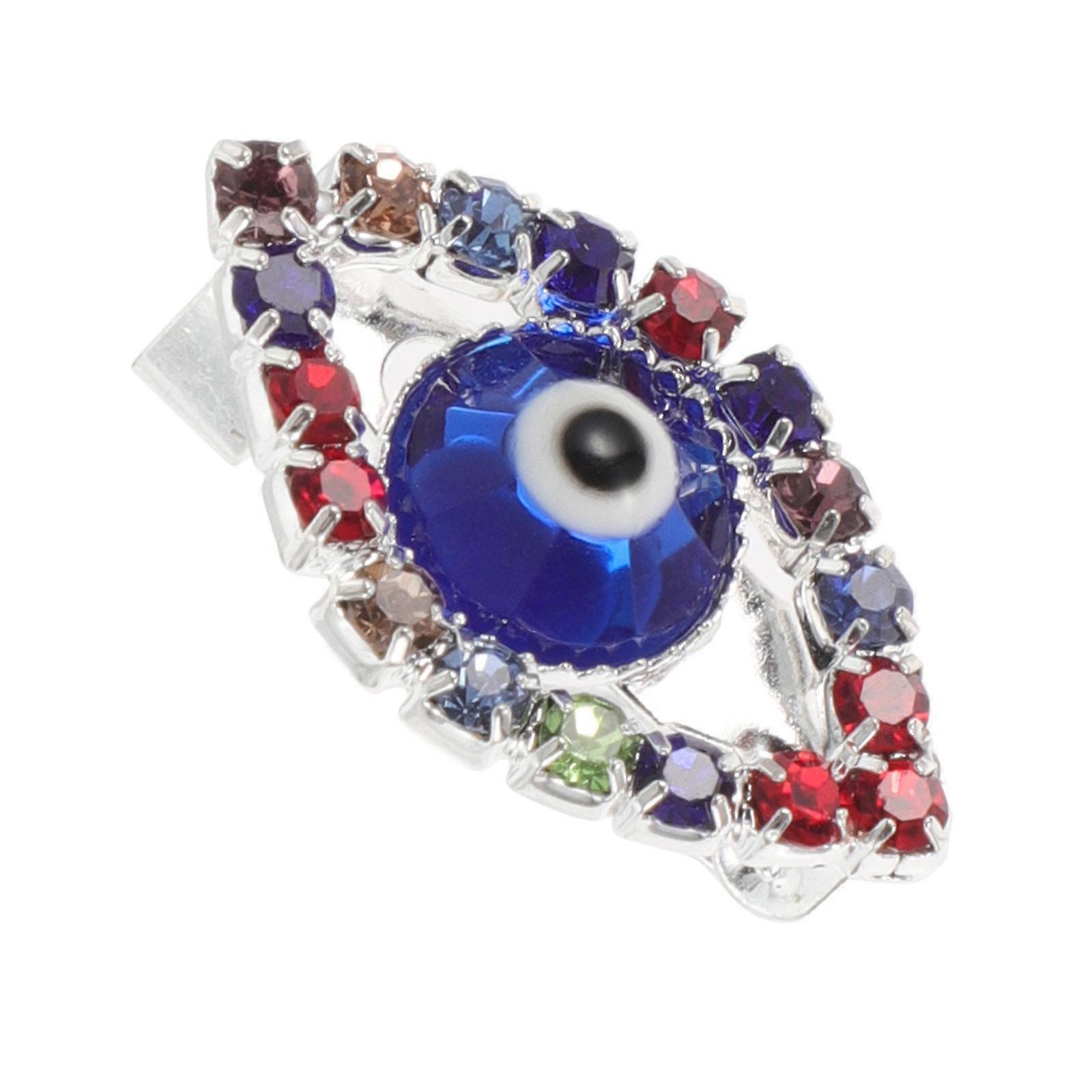 Retro Evil Eye Brooch Pin for Decor with Multicolor Rhinestones