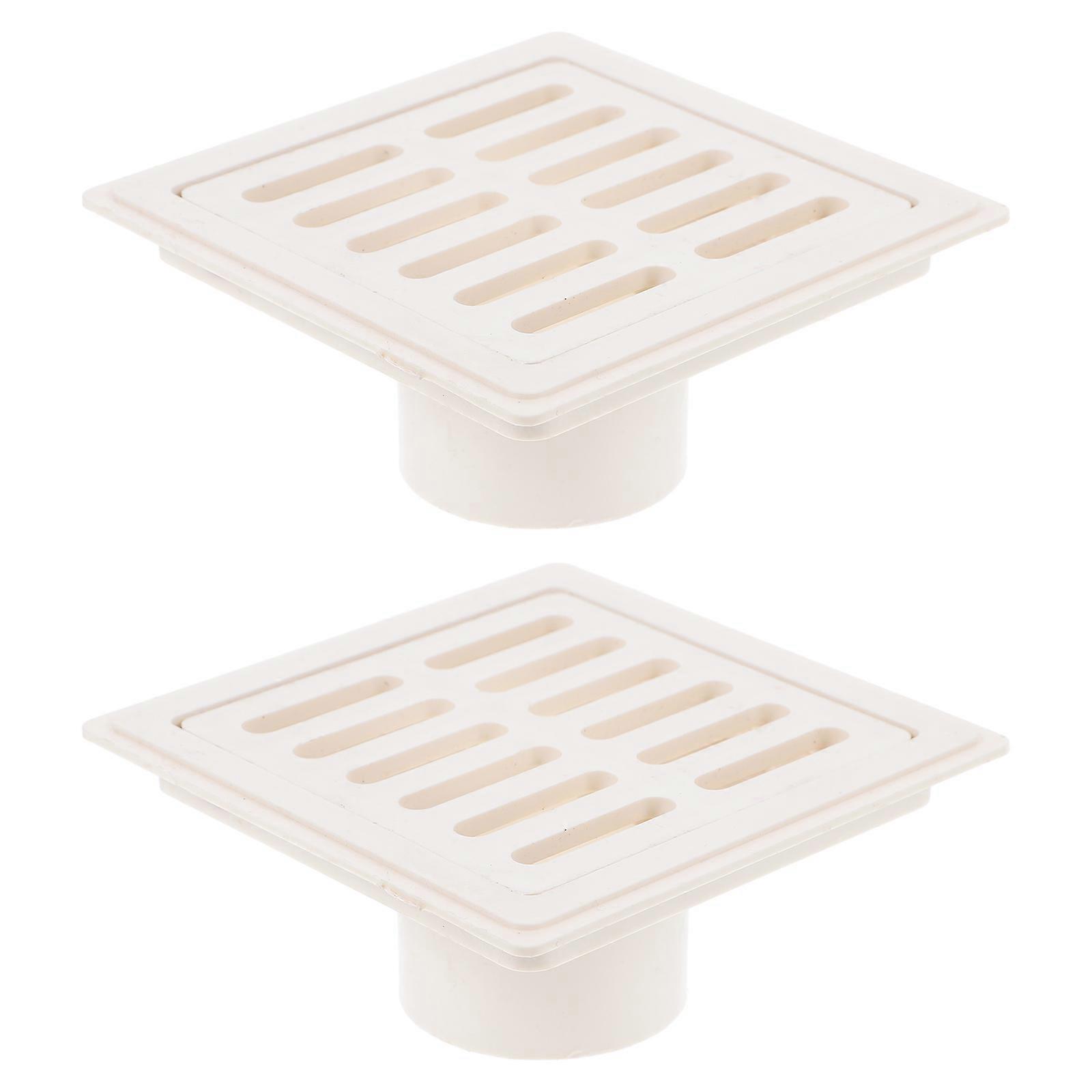 Square Floor Drain Insert for Home Use 2Pcs Durable PVC Plastic Filter Cover