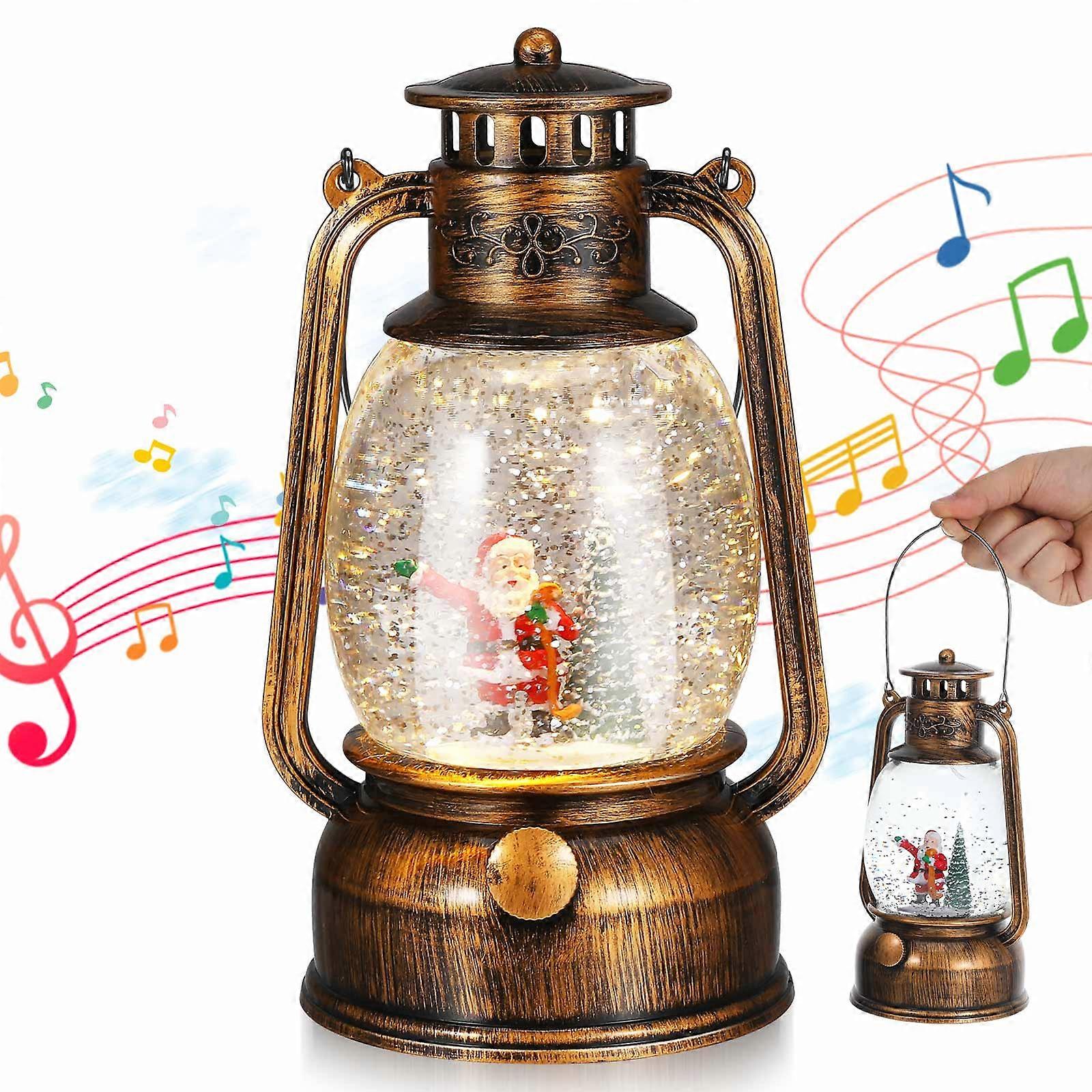 Christmas Snow Globe with Music Lighted Lantern for Decoration