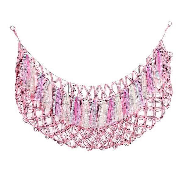 TS-Toy Hammock With Lamp Wall Mounted - Hammock Stuffed Animal Net Toy Storage Boho Macr