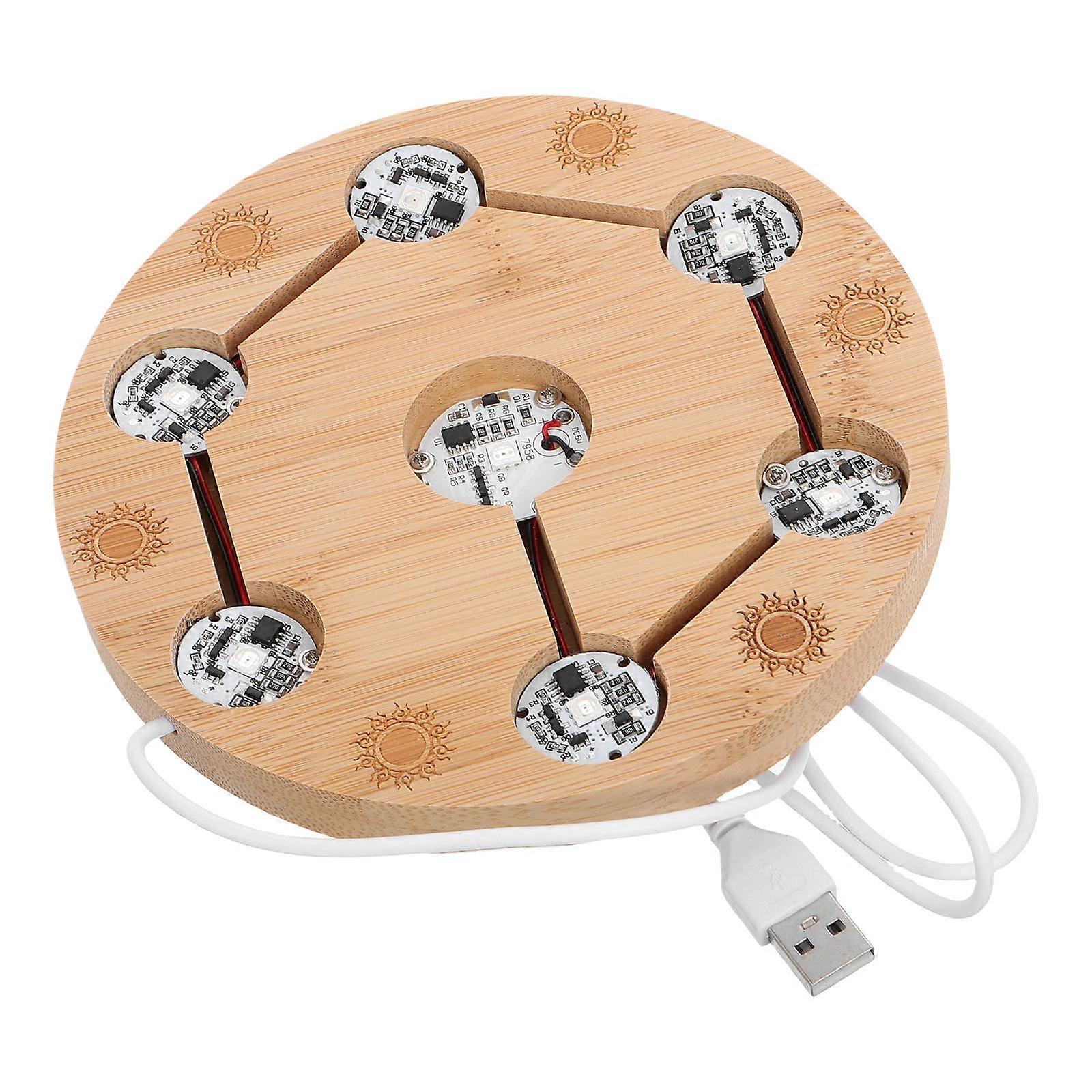 Crystal Sphere Base with LED Lighting for Display Use Wooden Round