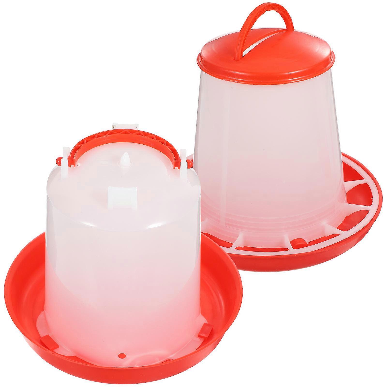 Plastic Chicken Feeder Feeding Troughs for Poultry 1Set Automatic White