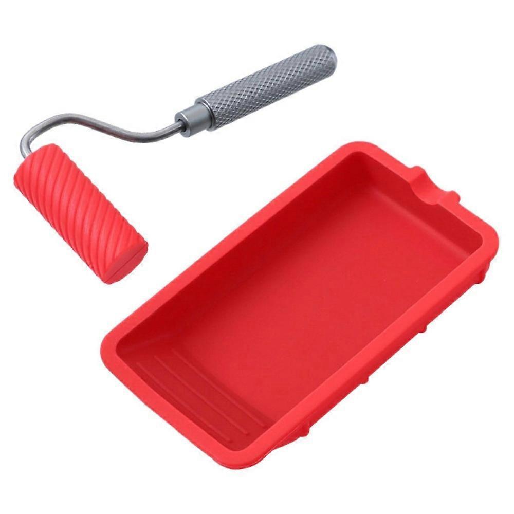 Glue Tray Brush Set Silicone Container with Roller Reusable Paint Tray Woodworking Adhesive Applicator